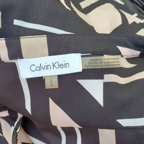 Calvin Klein Geometric Pattern Button Down Tab Sleeve Size L - Picture 11 of 15